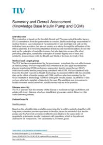 Summary Knowledge Base Insulin Pump and CGM