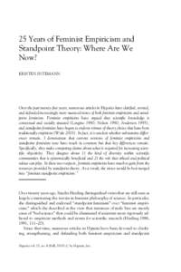 25 Years of Feminist Empiricism and Standpoint Theory: Where Are We Now?