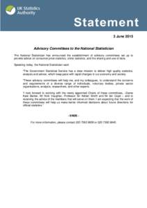 Statement - Advisory Committees to the National Statistician