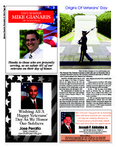 Queens Gazette November 5, 2014 Page 20  Origins Of Veterans’ Day STATE SENATOR  MIKE GIANARIS