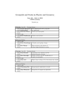 Category theory / Differential geometry / K-theory / Homotopy theory / Lie algebras / Lie groupoid / Groupoid / Gerbe / Lie algebroid / Abstract algebra / Mathematics / Topology