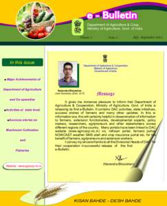 e - Bulletin Department of Agriculture & Coop. Ministry of Agriculture, Govt. of India Volume 1