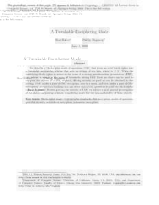 The proceedings version of this paper [15] appears in Advances in Cryptology — CRYPTO ’03, Lecture Notes in Computer Science, vol. 2729, D. Boneh, ed., Springer-Verlag, 2003. This is the full version. A Tweakable Enc