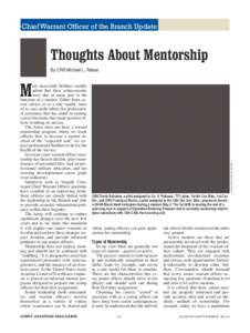 Chief Warrant Officer of the Branch Update  Thoughts About Mentorship By CW5 Michael L. Reese  ARMY AVIATION MAGAZINE
