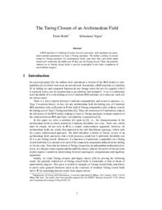 The Turing Closure of an Archimedean Field Paolo Boldi∗ Sebastiano Vigna∗  Abstract
