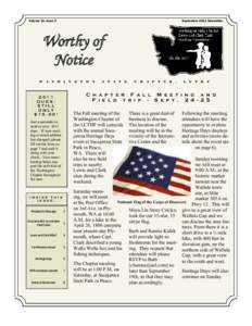 September 2011 Newsletter  Volume 12, Issue 3 Worthy of Notice