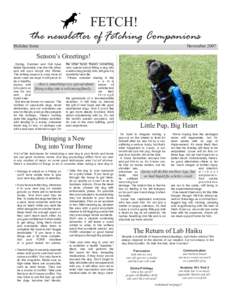 FETCH!  the newsletter of Fetching Companions Holiday Issue