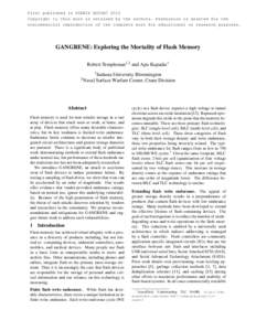 First published in USENIX HOTSEC 2012 Copyright to this work is retained by the authors. Permission is granted for the noncommercial reproduction of the complete work for educational or research purposes. GANGRENE: Explo
