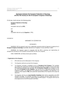 IX European Congress of Sexology 2008 Draft contract for tender 2006 Kevan Wylie. Version