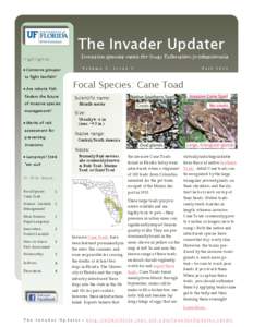 The Invader Updater Invasive species news for busy Extension professionals Highlights:  Conserve grouper to fight lionfish?