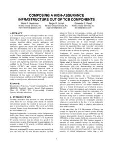 COMPOSING A HIGH-ASSURANCE INFRASTRUCTURE OUT OF TCB COMPONENTS Mark R. Heckman Roger R. Schell