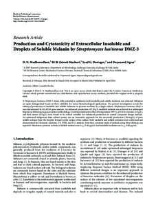 Production and Cytotoxicity of Extracellular Insoluble and Droplets of Soluble Melanin by Streptomyces lusitanus DMZ-3