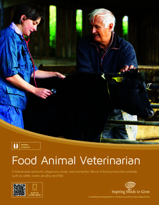 animal sciences Food Animal Veterinarian A Veterinarian prevents, diagnoses, treats, and researches illness in food production animals such as cattle, swine, poultry, and fish.