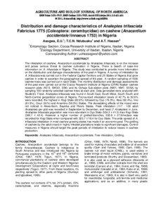 DISTRIBUTION AND DAMAGE CHARACTERISTICS OF THE CASHEW STEM GIRDLER Analeptes trifasciata FABRICIUS (COLEOPTERA: CERAMBYCIDAE)