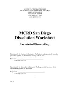 UNITED STATES MARINE CORPS LEGAL SERVICES SUPPORT TEAM, MIRAMAR MCRD DETACHMENT 3700 CHOSIN AVENUE SAN DIEGO, CA[removed][removed]