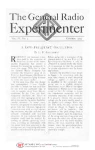 A Low-Frequency Oscillator - GenRad Experimenter Oct 1929