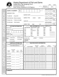 Alaska Department of Fish and Game Coded Wire Tag Sampling Form PAGE  Commercial Fisheries