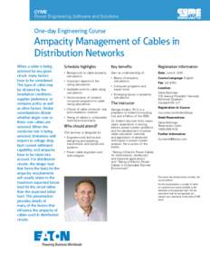 CYME Power Engineering Software and Solutions One-day Engineering Course  Ampacity Management of Cables in