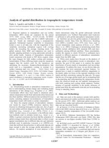 GEOPHYSICAL RESEARCH LETTERS, VOL. 31, L22207, doi:2004GL020818, 2004  Analysis of spatial distribution in tropospheric temperature trends Paula A. Agudelo and Judith A. Curry School of Earth and Atmospheric Scie