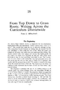 18  From Top Down to Grass Roots: Writing Across the Curriculum Districtwide Nana E. Hilsenbeck