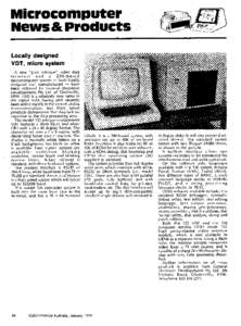 Microcomputer News & Products Locally designed VDT, micro system A new 