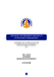 THE ROLE OF PROPERTY RIGHTS IN INVESTMENT PROMOTION SUPPLEMENT NO. 2 OF THE JANUARY 2009 MONETARY POLICY STATEMENT BY