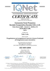 CERTIFICATE IQNet and SQS hereby certify that the organisation  Consorzio Farsi Prossimo