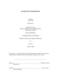 Securing Web Communications  A Thesis in TCC 402 Presented to The Faculty of the