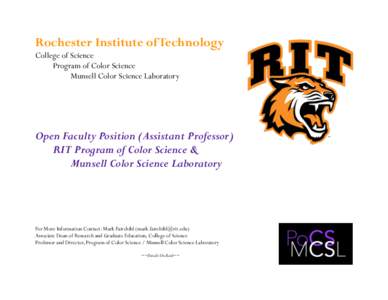 Rochester Institute of Technology College of Science Program of Color Science Munsell Color Science Laboratory  !