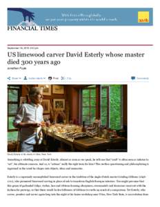 September 18, 2015 3:43 pm  US limewood carver David Esterly whose master died 300 years ago Jonathan Foyle