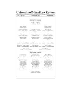 University of Miami Law Review VOLUME 69 WINTERNUMBER 2