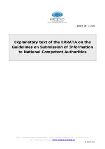 EIOPA-CPExplanatory text of the ERRATA on the Guidelines on Submission of Information to National Competent Authorities