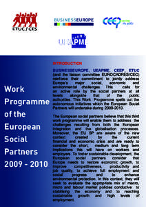 INTRODUCTION  Work Programme of the European