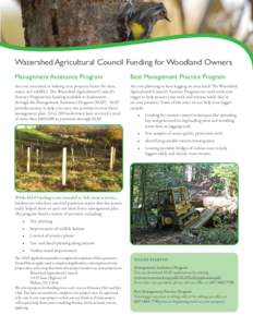 Watershed Agricultural Council Funding for Woodland Owners Management Assistance Program Best Management Practice Program  Are you interested in making your property better for trees,