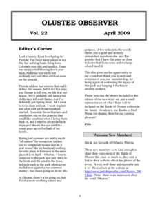 OLUSTEE OBSERVER Vol. 22 April[removed]Editor’s Corner