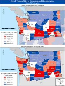 Social Vulnerability to Environmental Hazards, 2000 State of Washington County Comparison Within the Nation 