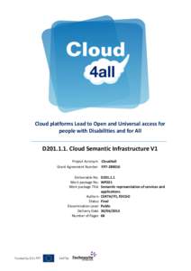 Cloud platforms Lead to Open and Universal access for people with Disabilities and for All D201.1.1. Cloud Semantic Infrastructure V1 Project Acronym Cloud4all Grant Agreement Number FP7