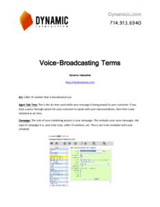 Dynamicic.comVoice-Broadcasting Terms Dynamic Interactive
