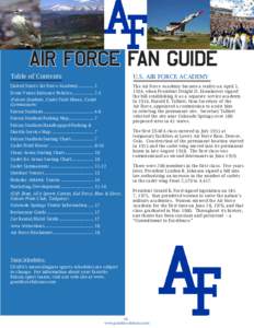 AIR FORCE FAN GUIDE Table of Contents U.S. AIR FORCE ACADEMY  United States Air Force Academy