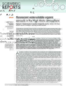 OPEN SUBJECT AREAS: ATMOSPHERIC CHEMISTRY  Fluorescent water-soluble organic