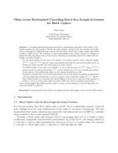 Plain versus Randomized Cascading-Based Key-Length Extension for Block Ciphers Peter Gaˇzi ETH Zurich, Switzerland Department of Computer Science 