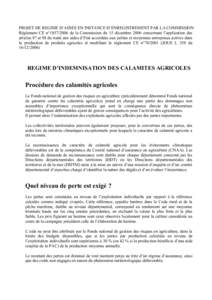 REGIME DES CALAMITES AGRICOLES