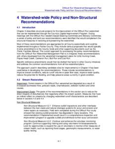 Difficult Run Watershed Management Plan Watershed-wide Policy and Non-Structural Recommendations 4 Watershed-wide Policy and Non-Structural Recommendations 4.1