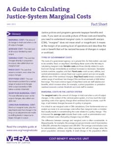 A Guide to Calculating Justice-System Marginal Costs Fact Sheet MAY 2013