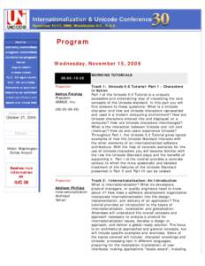    Program    Wednesday, November 15, 2006