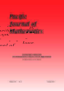 Pacific Journal of Mathematics GEOMETRIC FORMALITY OF HOMOGENEOUS SPACES AND OF BIQUOTIENTS