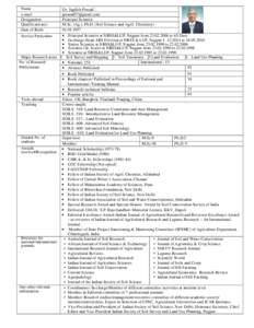 Name e-mail Designation Qualification(s) Date of Birth Service Particulars