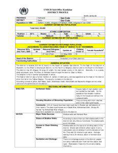 UNHCR Sub-Office Kandahar DISTRICT PROFILE DATE: 26-Nov-02