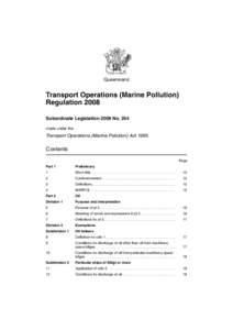 Queensland  Transport Operations (Marine Pollution) Regulation 2008 Subordinate Legislation 2008 No. 254 made under the
