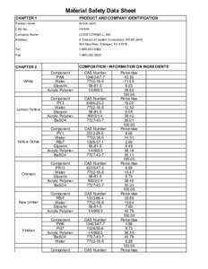 Material Safety Data Sheet CHAPTER 1 PRODUCT AND COMPANY IDENTIFICATION  Product name: